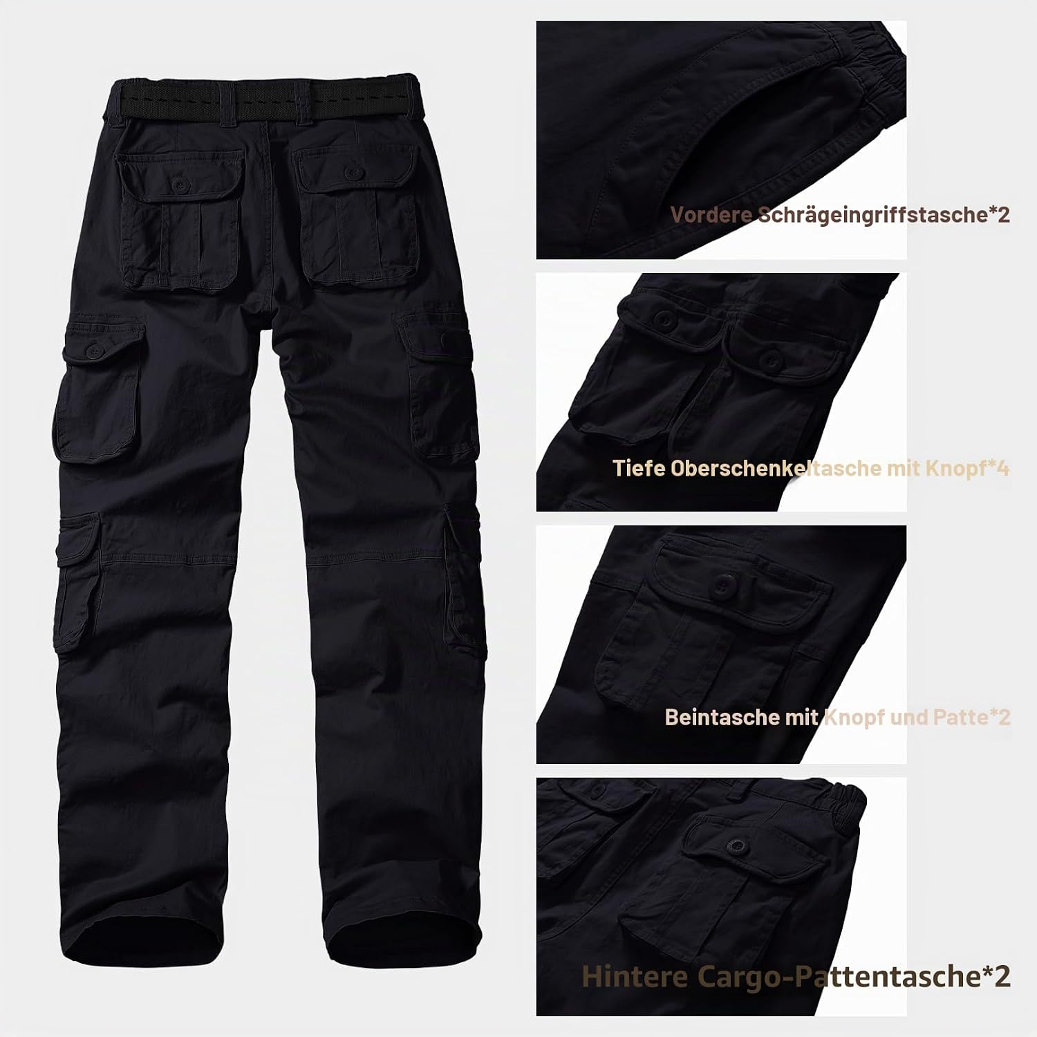 Cargohose Damen Arbeitshose Outdoorhose Stretch Wanderhose Trekkinghose Sommer Leichte Multi Taschen Militärhosen Relaxed-Fit Arbeitshose Damen – Bild 4