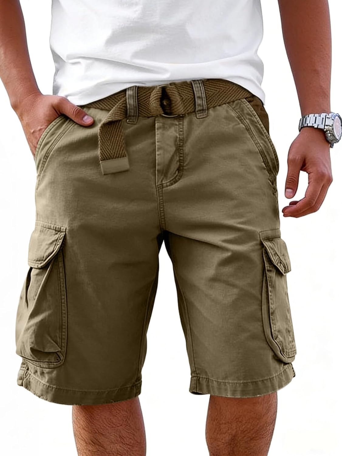 CLOAKA Kurze Hosen Herren Baumwolle Stretch Baggy Cargo Shorts Oversized Sommer Outdoor Loose Fit Casual Cargohose Herren Kurz mit Taschen – Bild 2