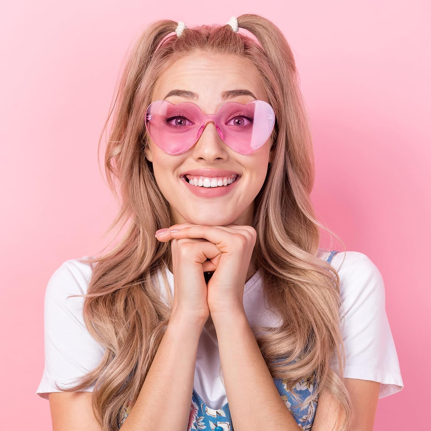 14/28/42 Brillen Herz Sonnenbrille für Damen Randlose Herzbrille Transparente Bonbonfarbene Herzchen Sonnenbrille für Partygeschenke – Bild 7