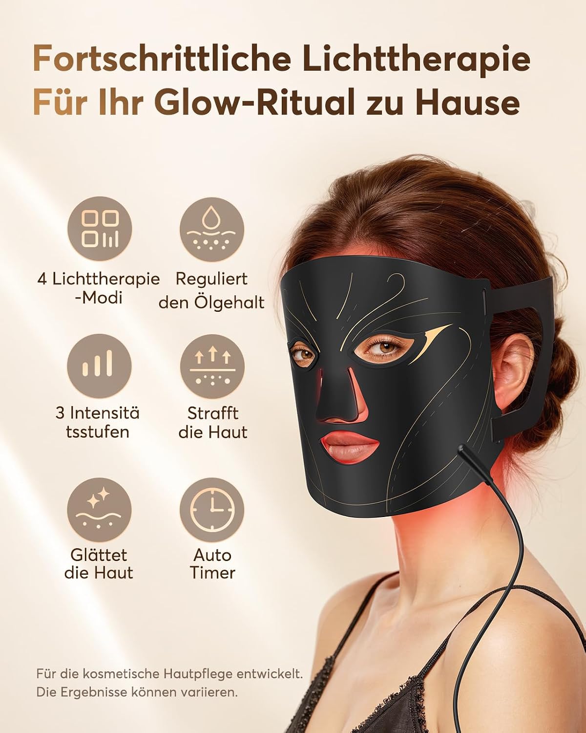 LED Maske Gesicht mit 4 Modi für Anti-Aging, Hautklärung – Bild 2