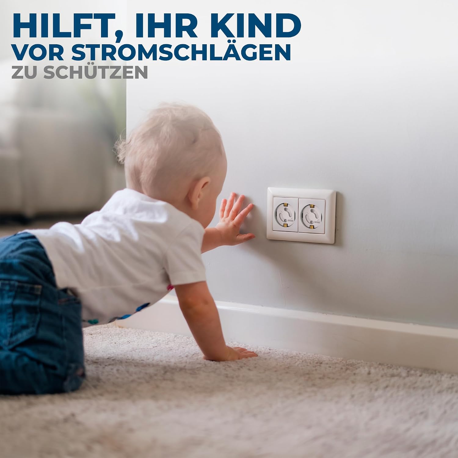 Hoffenbach 20x Steckdosen Kindersicherung – Steckdosensicherung mit Drehmechanik – Schutz für Babys & Kinder – Steckdosenschutz verhindert Unfälle & Stromschläge – Steckdose Kinderschutz – Weiß – Bild 2