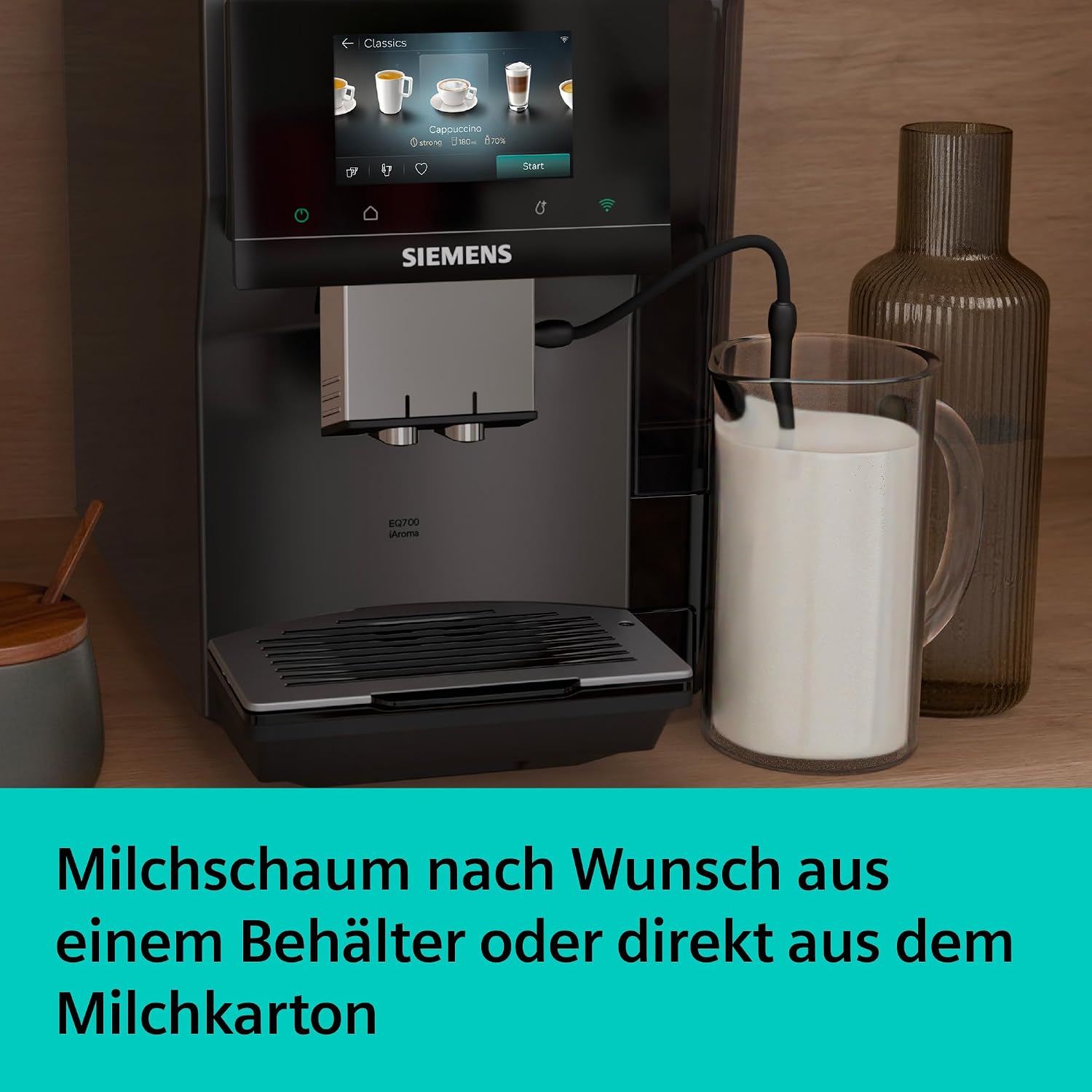 Siemens Kaffeevollautomat EQ700i Aroma, TP725E01, Grau, >40 Getränke – Bild 6