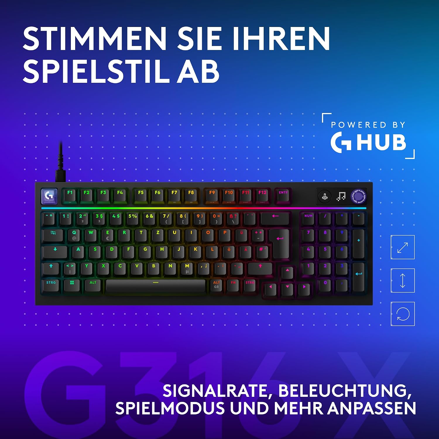 Logitech G G316 X 98 Gaming-Tastatur (Schwarz) – Bild 9