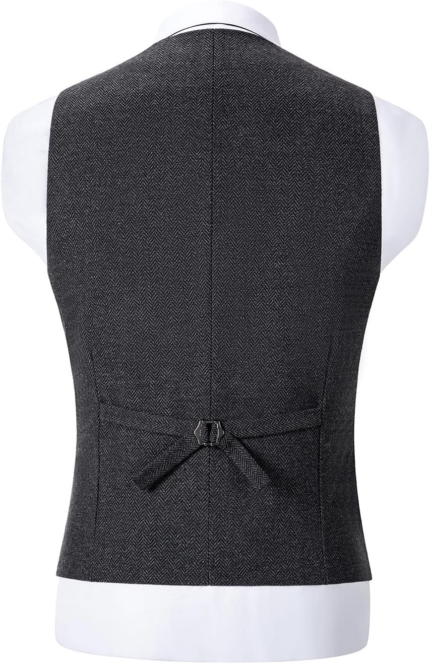 Solovedress Mens Vintage Wolle Anzugweste Regular Fit Weste Anzug Weste für Hochzeit Groomsmen – Bild 2