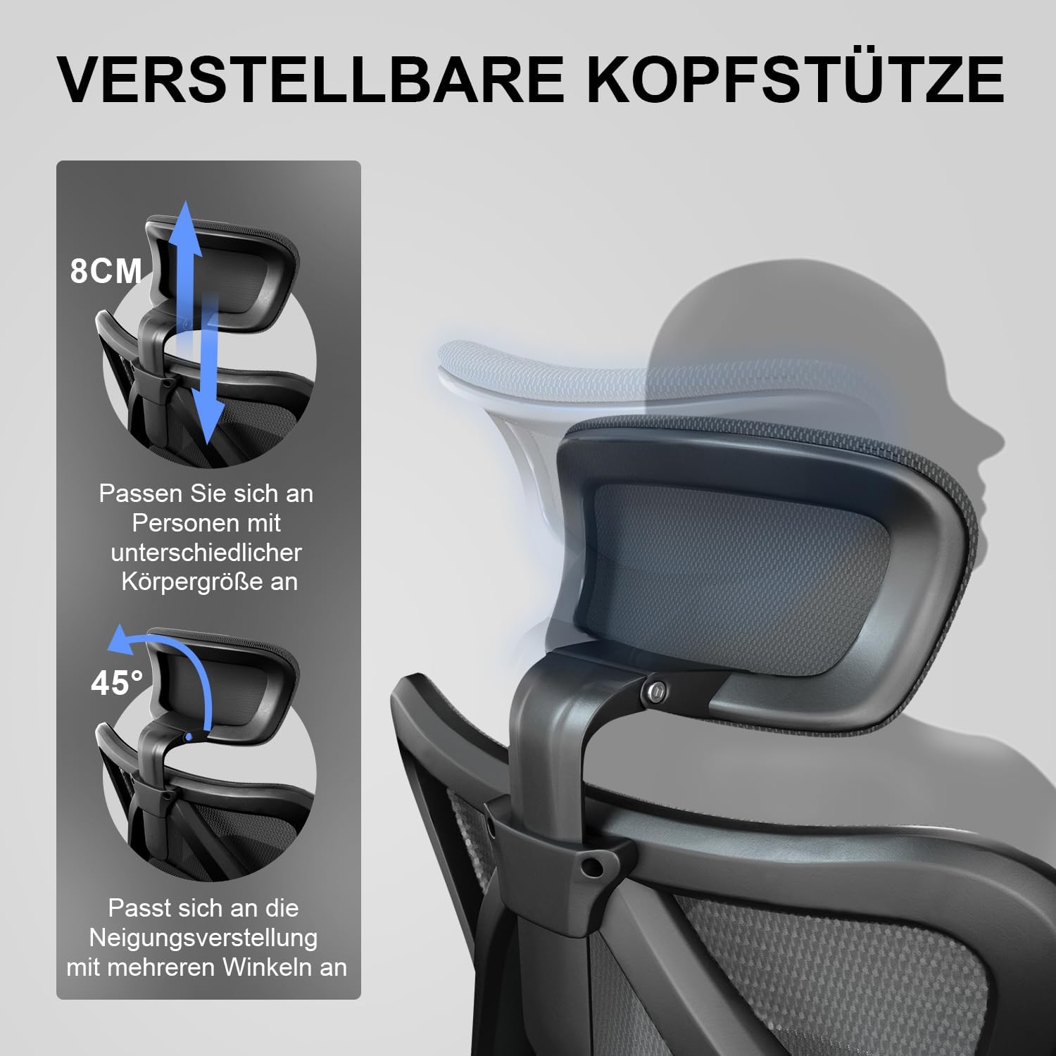 SIHOO M18 Ergonomischer Bürostuhl, verstellbare Lendenwirbelstütze, 330 lb – Bild 5