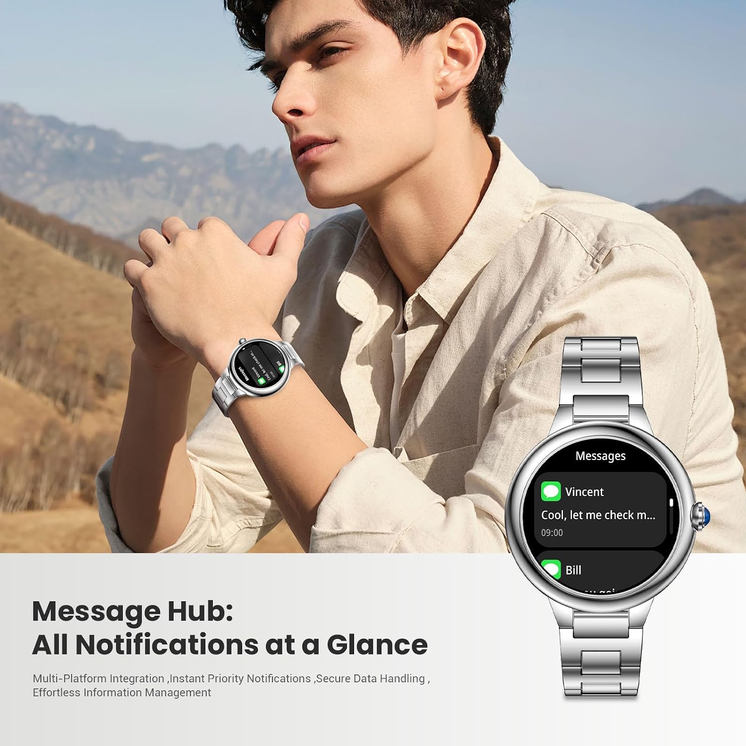 2026 Smartwatch Herren Damen, DAGPT, 1.19" Fitnessuhr Damen, 100+Sportmodi IP67 Wasserdicht Sportuhr, Smart Watch mit Schrittzähler, Herzfrequenz, SpO2, Schlafmonitor, Uhren für iOS Android Silber – Bild 6