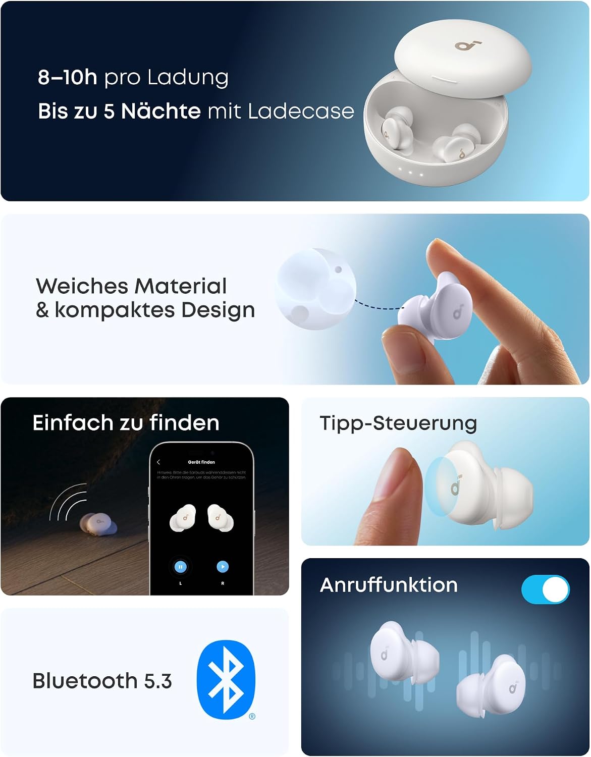soundcore by Anker Sleep A30 Schlafkopfhörer, Geräuschmaskierung für Nächte – Bild 9
