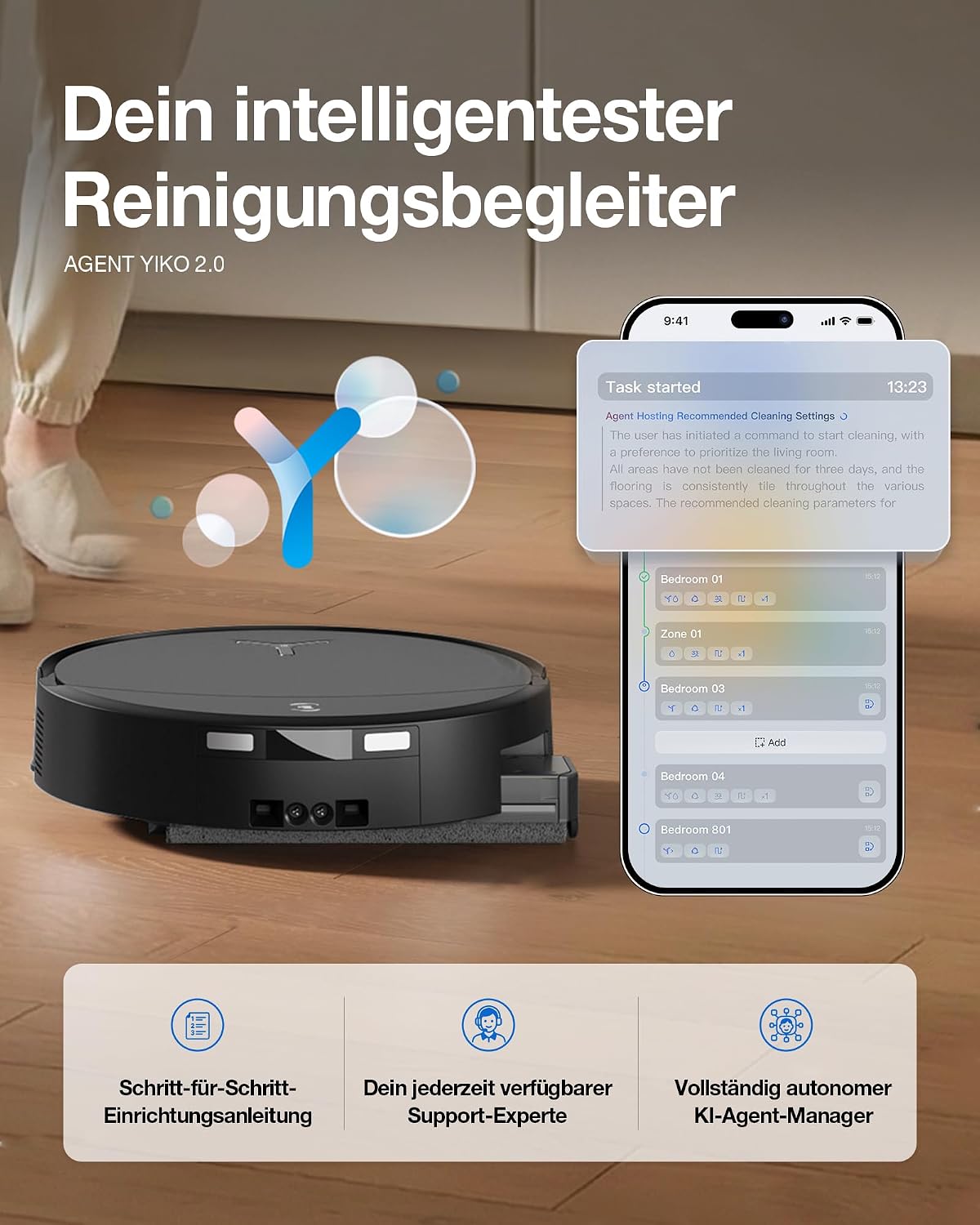 ECOVACS Saugroboter mit Wischfunktion T90 PRO OMNI Care Kit, 30.000 Pa – Bild 9