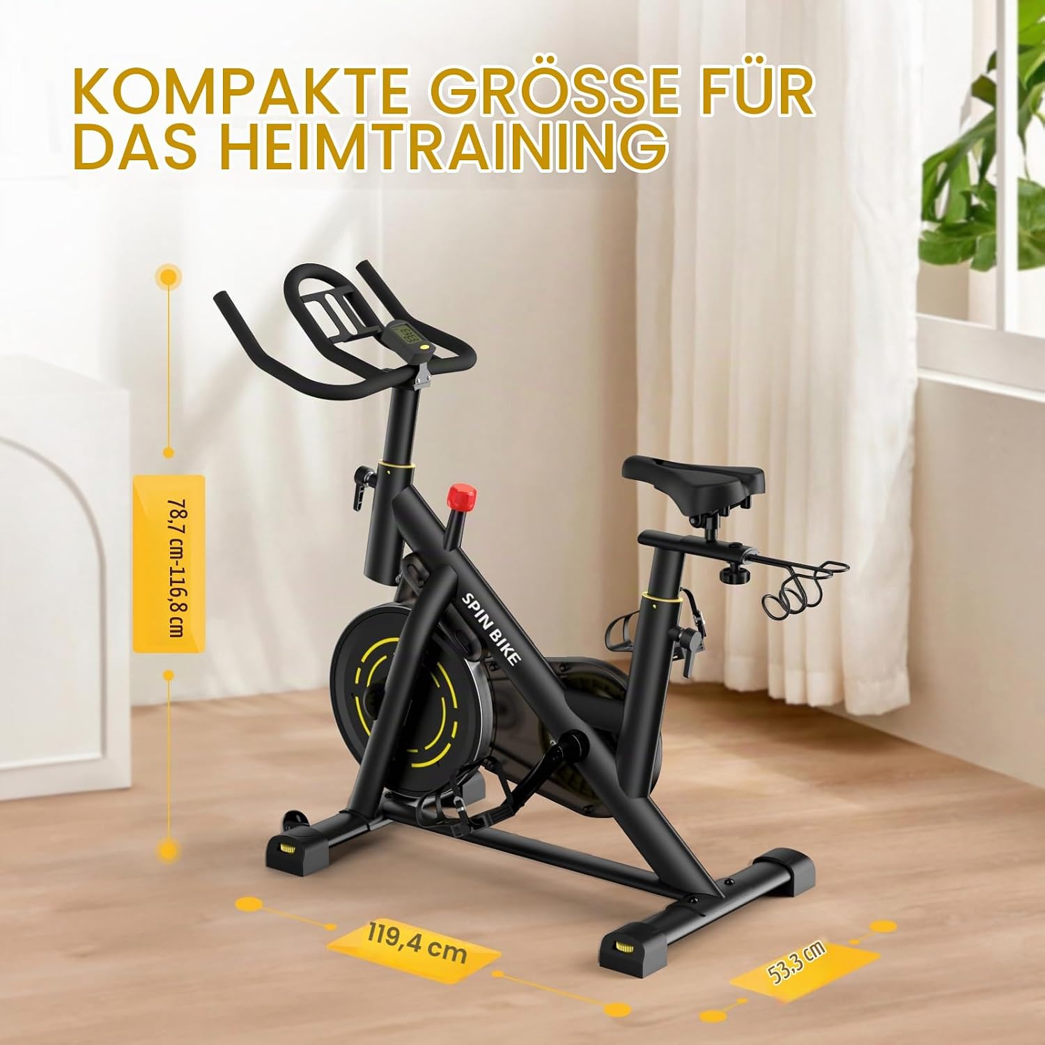 YAMO Heimtrainer Fahrrad mit Magnetwiderstand, Leises Ergometer – Bild 8