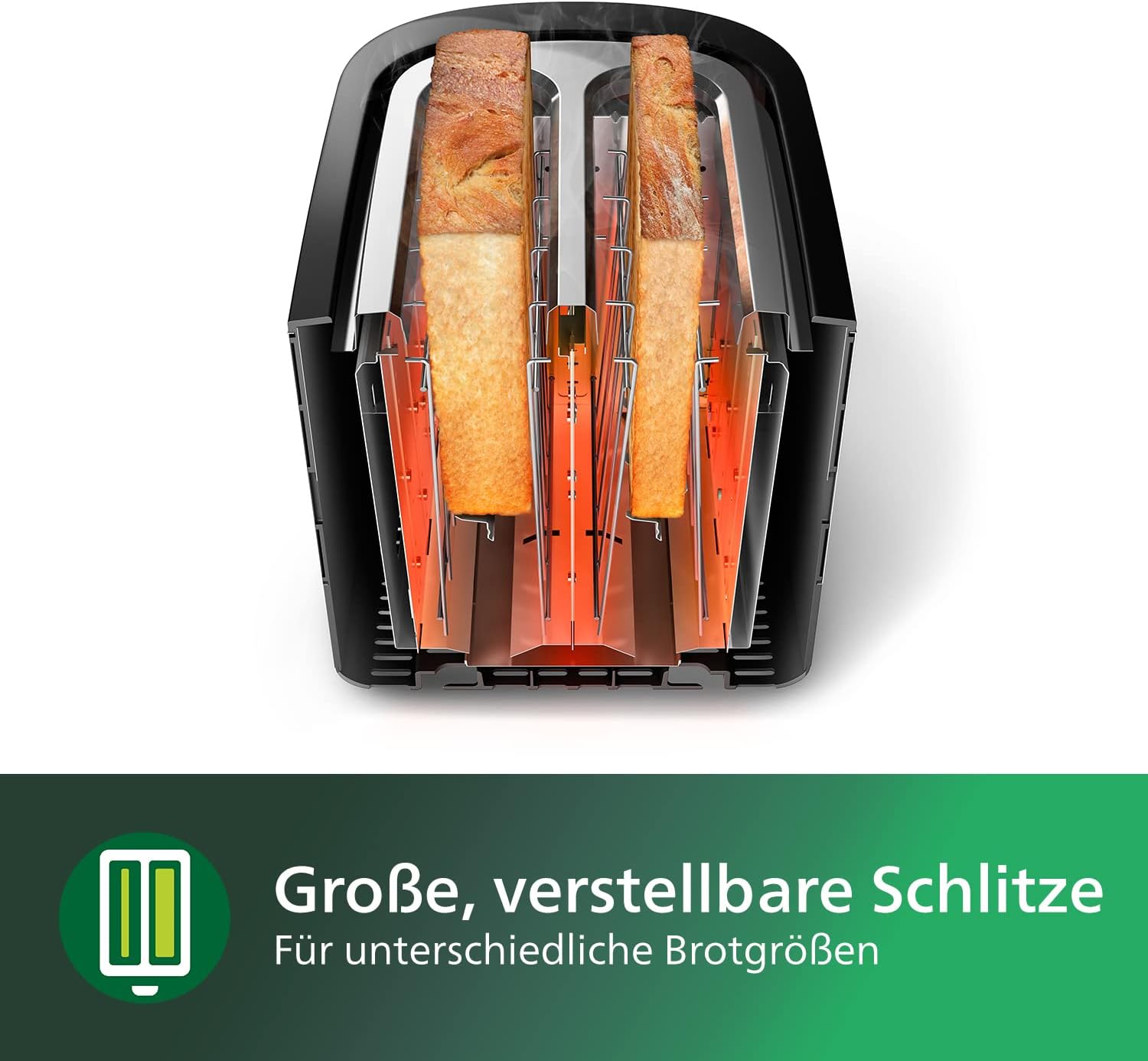 Philips Toaster, Schwarz, 8 Bräunungsstufen – Bild 7