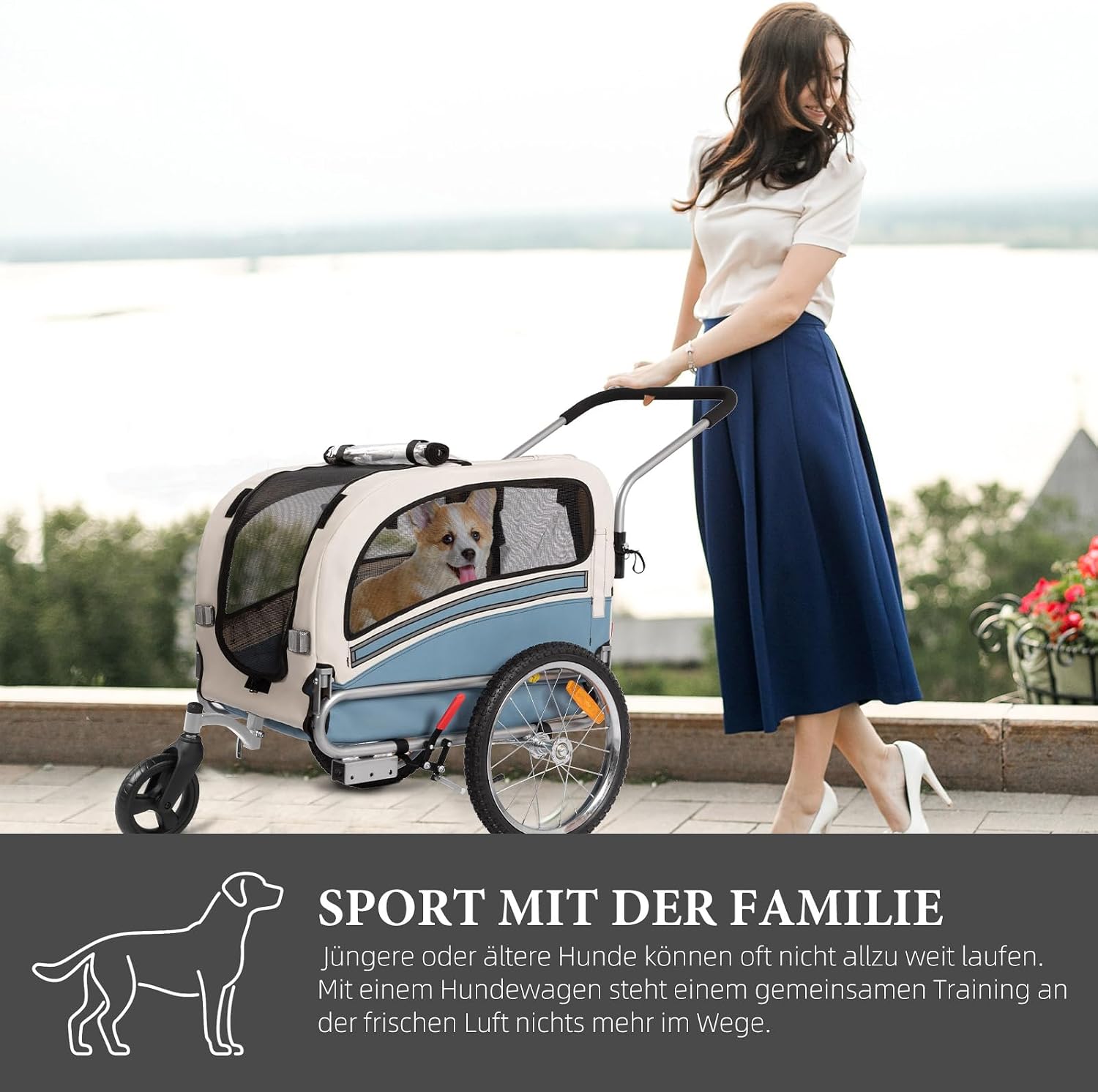 Hundeanhänger 2-in-1 für Fahrrad & Jogger – Bild 2