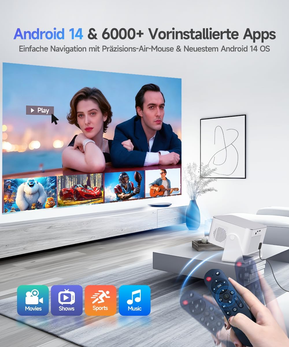 Mini Beamer Projektor 4K/8K Unterstützt, Native 1080P 600 ANSI für Heimkino – Bild 2