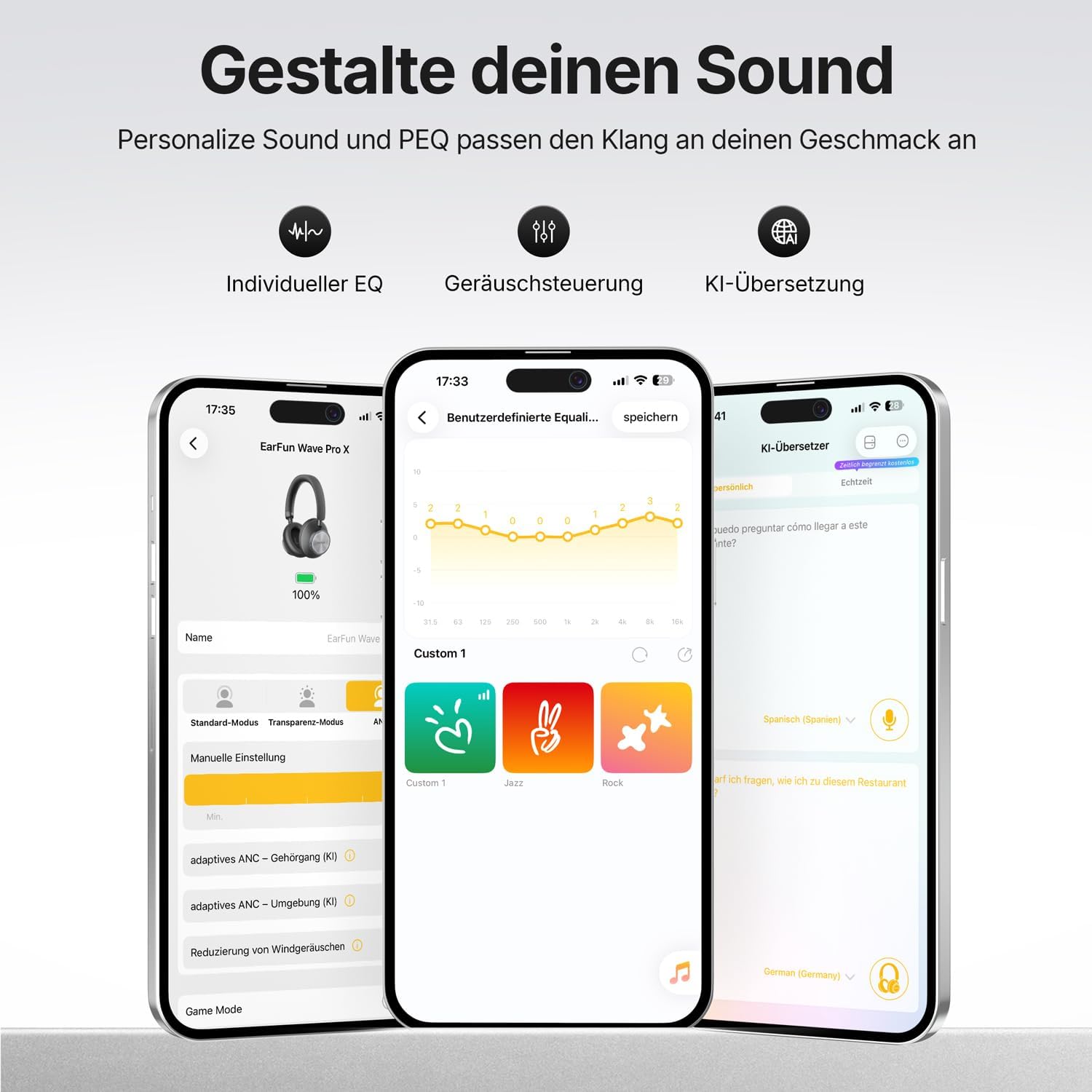 EarFun Wave Pro X Noise Cancelling Kopfhörer, Kabellose Bluetooth Kopfhörer – Bild 9