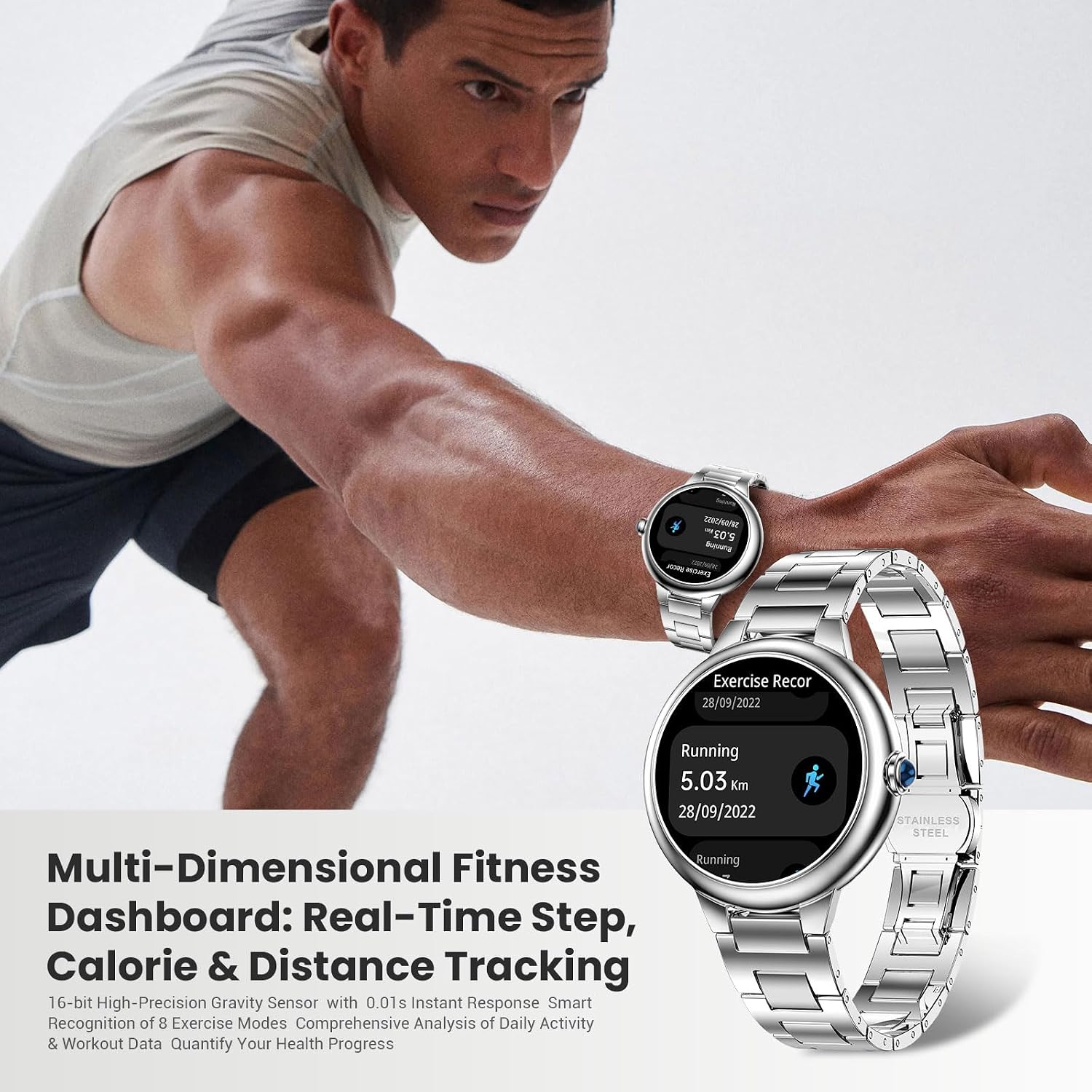 2026 Smartwatch Herren Damen, DAGPT, 1.19" Fitnessuhr Damen, 100+Sportmodi IP67 Wasserdicht Sportuhr, Smart Watch mit Schrittzähler, Herzfrequenz, SpO2, Schlafmonitor, Uhren für iOS Android Silber – Bild 4