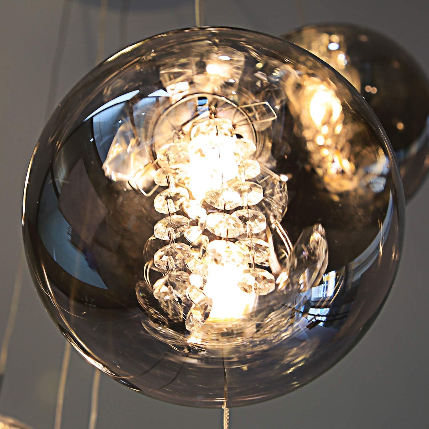 CBJKTX Pendelleuchte Treppenhaus 15 Flammig 320cm Hängelampe Glas Rauchgrau – Bild 5