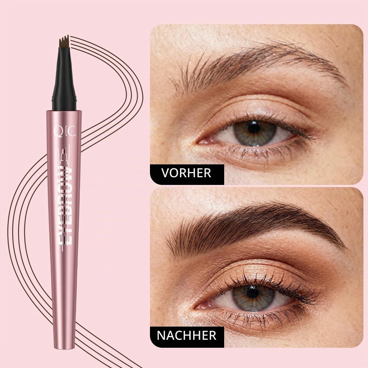 QIC Augenbrauenstift, Microblading Eyebrow Pencil, Wasserfest & Langanhaltend, Präzises Nachzeichnen für Natürliche & Volle Augenbrauen, Cruelty-Free (06 Black Brown) – Bild 2