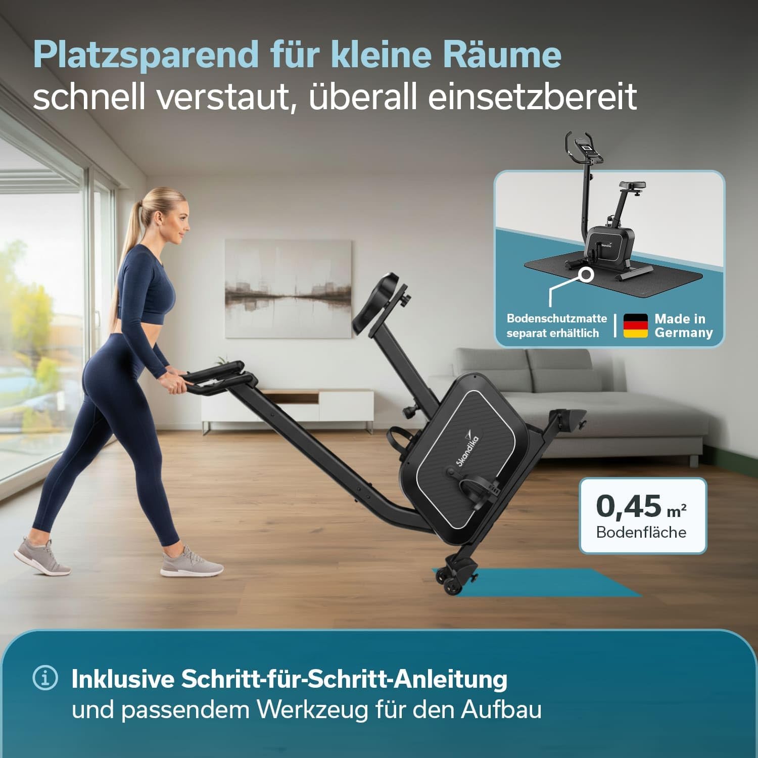 Skandika Liege-Ergometer/Ergometer Cykling P8 | Heimtrainer Fahrrad mit LCD Display, Magnetbremse, 16 Widerstandsstufen, bis 120 kg und 195 cm, Bluetooth, App-Konnektivität | Fitnessbike für zuhause – Bild 7