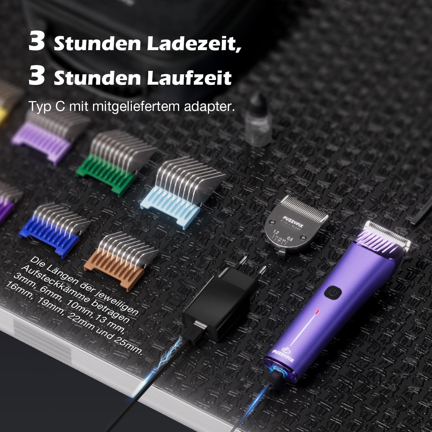 Hundeschermaschine Profi mit 5in1 Klinge und Metall-Aufsteckkämme – Bild 7