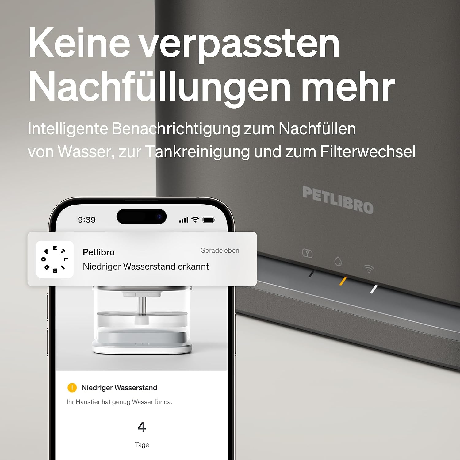 PETLIBRO Verbesserter Katzenbrunnen, Dockstream 2 Smart App-Überwachungs Trinkbrunnen für Katze, 3L Katzentrinkbrunnen Edelstahlschale zum Trinken im Innenbereich, 5G WiFi Wasserbrunnen Hund, Schwarz – Bild 6