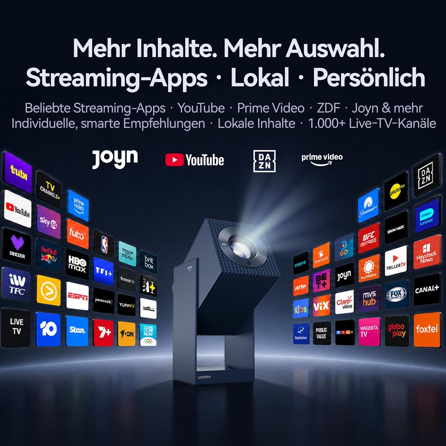WANBO Cube 2S Smart Beamer mit Netflix & Dolby eARC, Tragbar für WG/Outdoor – Bild 3