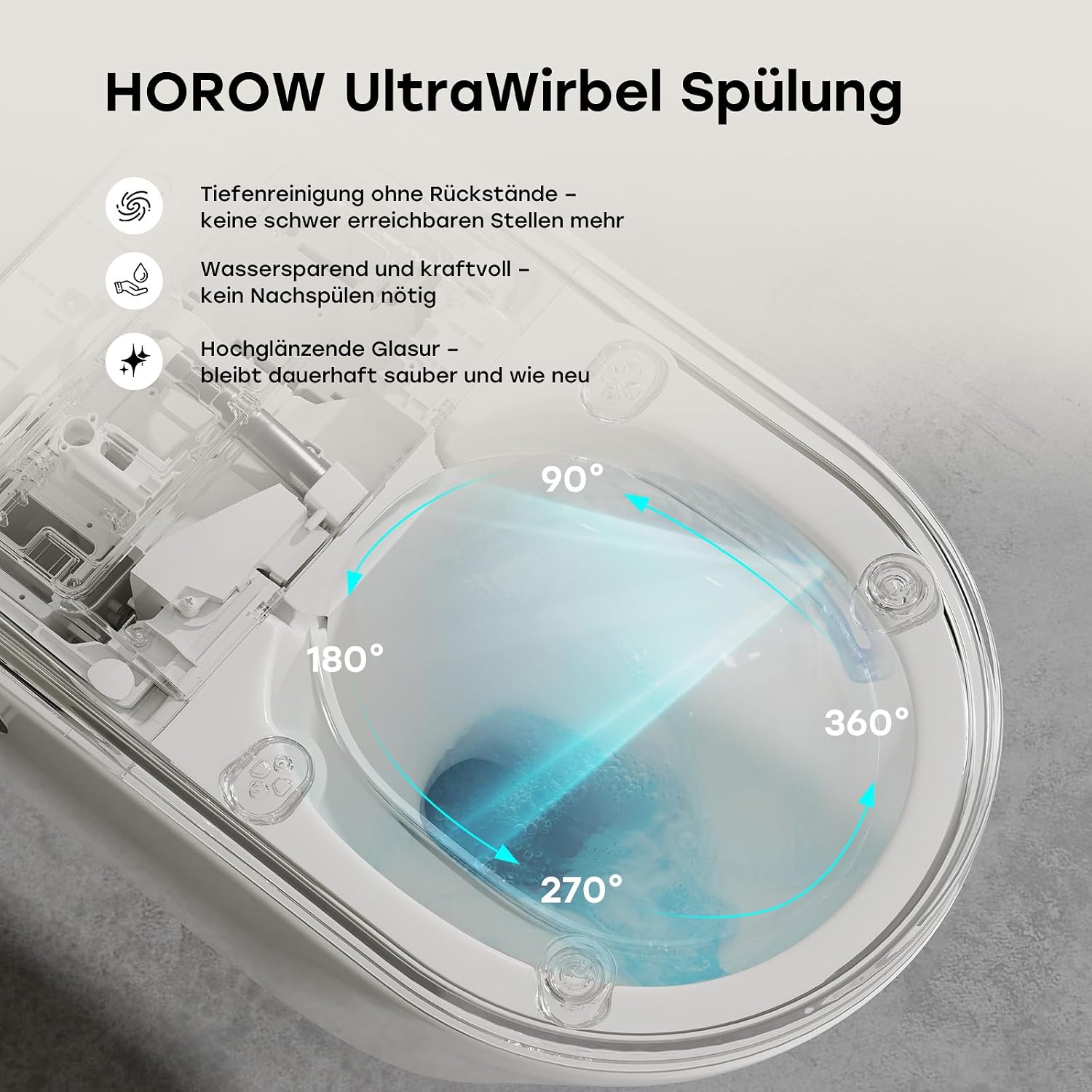 HOROW G07 Intelligente Dusch WC Spülrandlos mit Selbstreinigende Düse – Bild 8