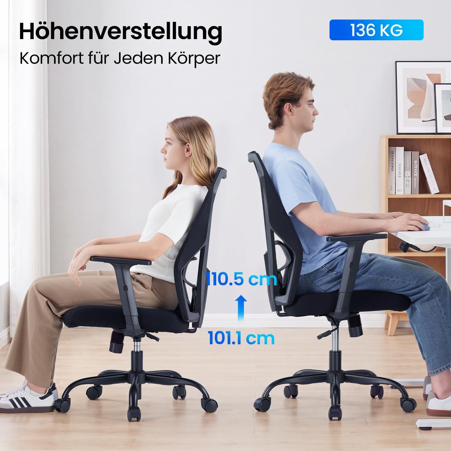 SIHOO M109 Bürostuhl mit Lordosenstütze, Schreibtischstuhl Ergonomisch Büro – Bild 2