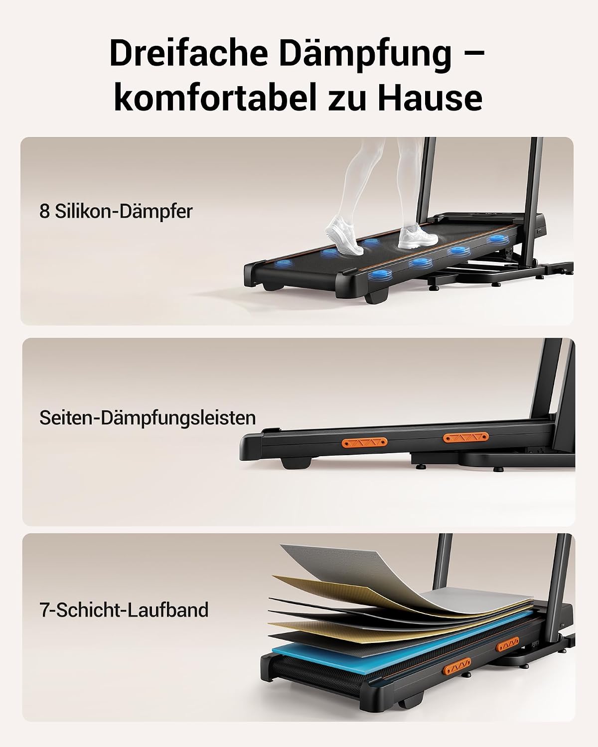 UMAY Laufband für Zuhause Klappbar mit Steigung – Bild 9