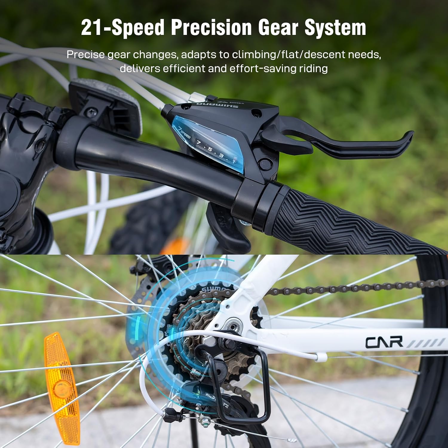 EVERCROSS Mountainbike für Erwachsene Damen und Herren, 26/27,5"/700C Gravelbike,16/21Gang Schaltsystem, Aluminiumrahmen, All-Terrain Fahrrad mit Scheibenbremsen, 150 kg Tragkraft – Bild 3