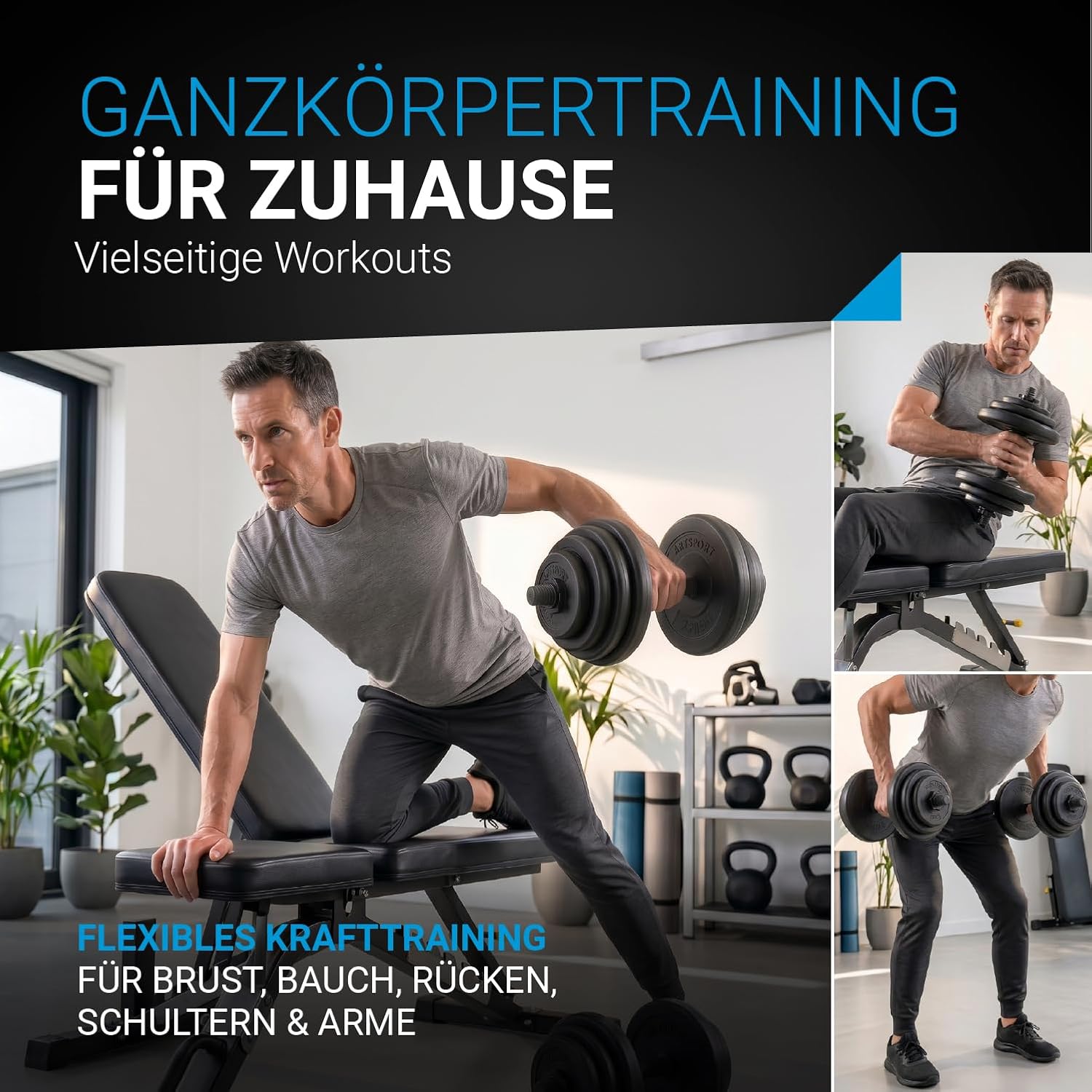 ArtSport 2er Hantelset 20/30 / 40 kg - Kurzhantel Set mit 2 Kurzhanteln, Gewichten & 4 Sternverschlüsse – Bild 2