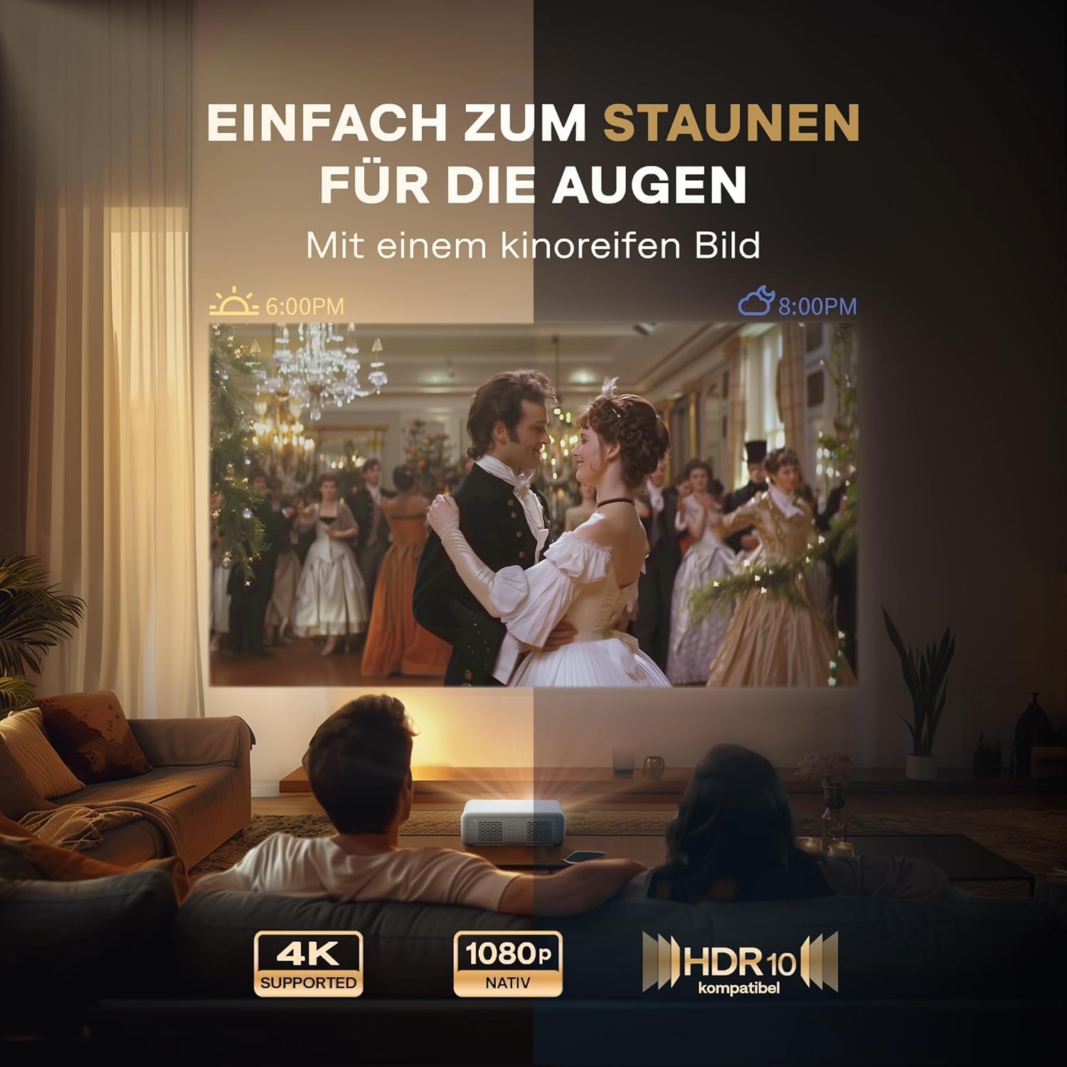 Aurzen EAZZE D1 Smart Beamer Heimkino mit Netflix & Dolby, 1080P – Bild 4