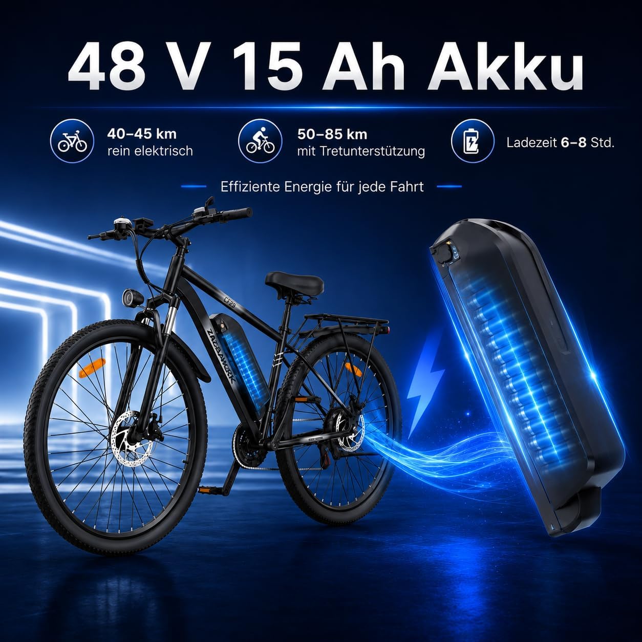 E-Bike Mountainbike CF29, Weißgrün 48V15AH Akku – Bild 3