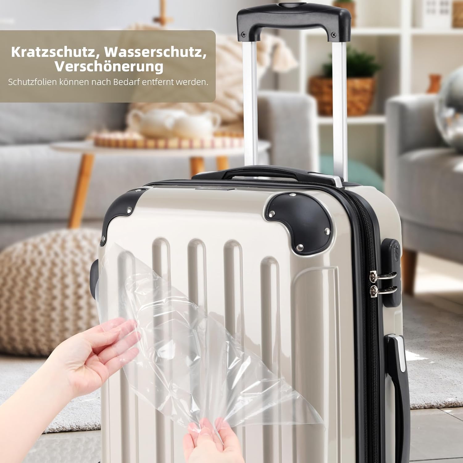 BEIBYE Zwillingsrollen 2048 Hartschale Trolley Koffer Reisekoffer Taschen Gepäck in M-L-XL-Set (Champagner, L) – Bild 4