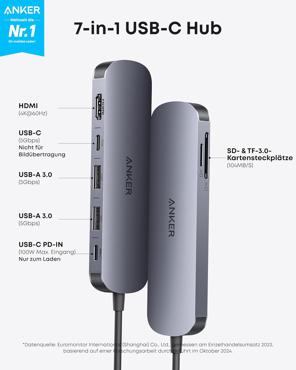 Anker 7-in-1 USB C Hub mit 4K@60Hz HDMI – Bild 2