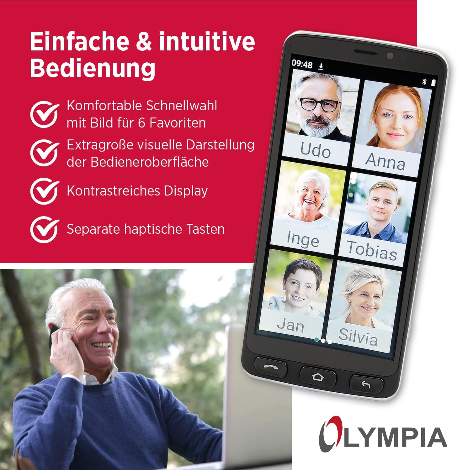 Olympia NEO+ schwarz Seniorenhandy | Senioren Smartphone mit großem Display – Bild 4