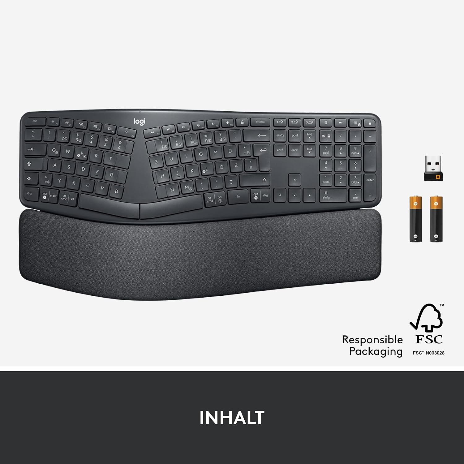Logitech ERGO K860 kabellose ergonomische Tastatur – geteilte Tastatur – Bild 13