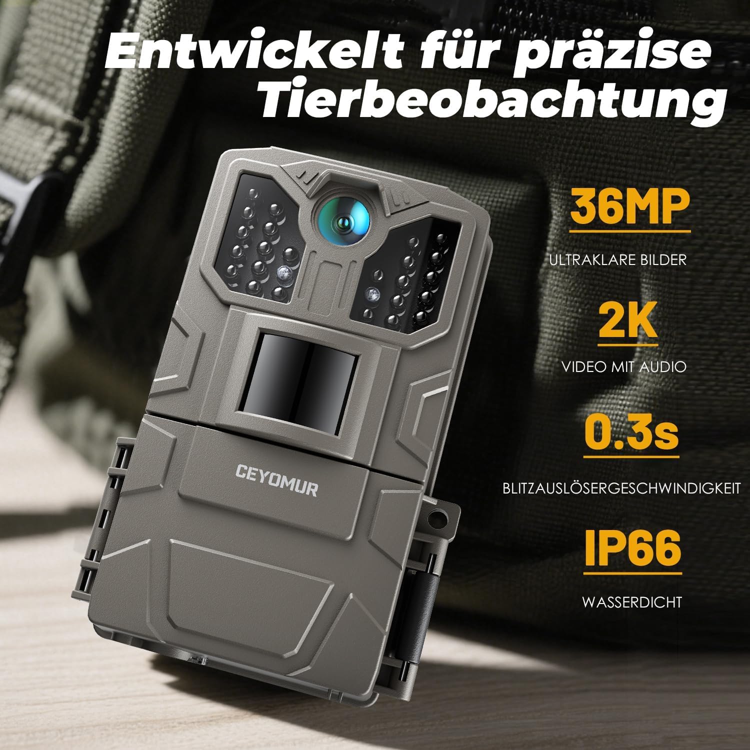 CEYOMUR Wildkamera, 850nm IR LEDs Wildkamera mit Bewegungsmelder Nachtsicht – Bild 3