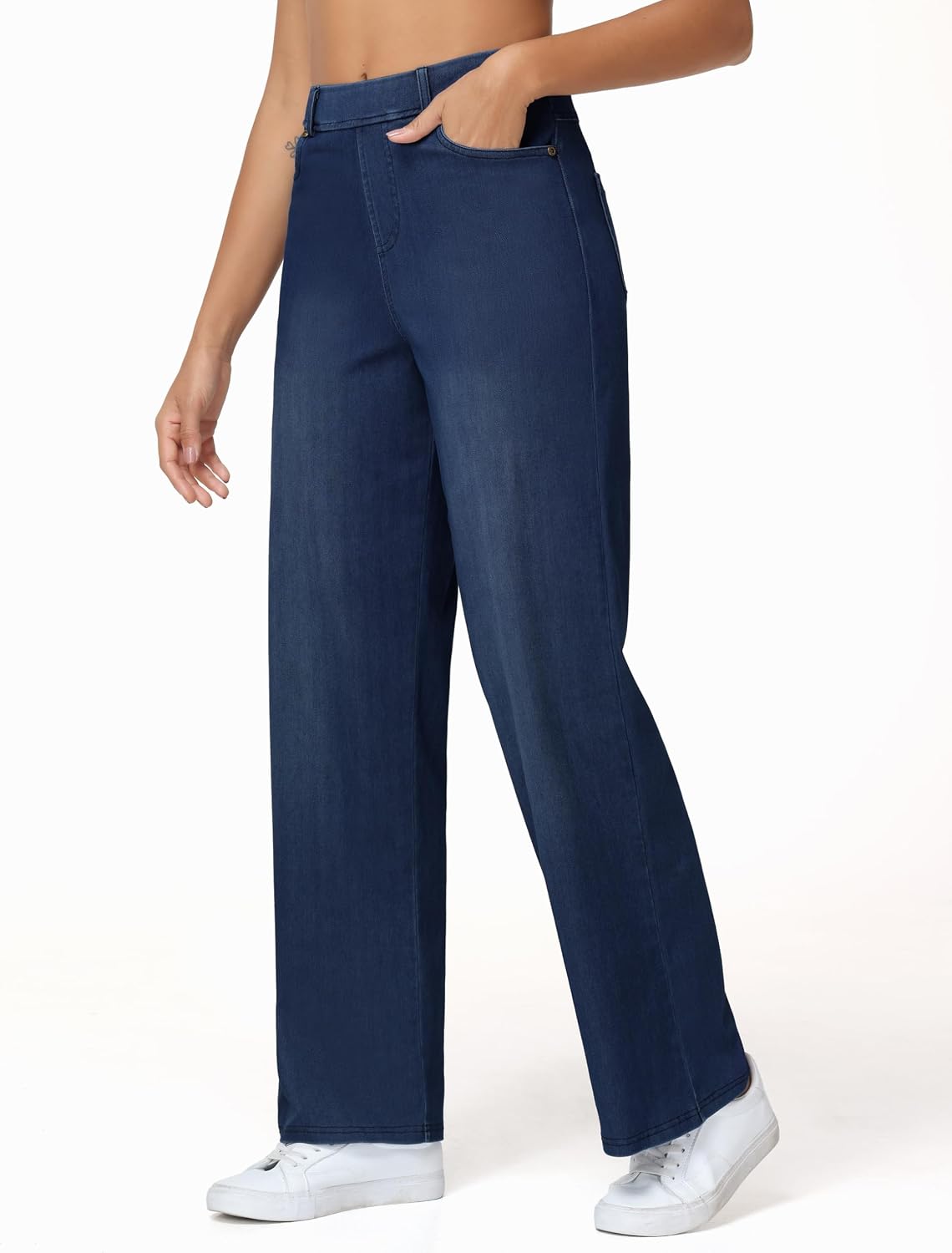 THE GYM PEOPLE Damen Baggy Jeans High Waist Stretch Straight Wide Leg Hose – Bild 2