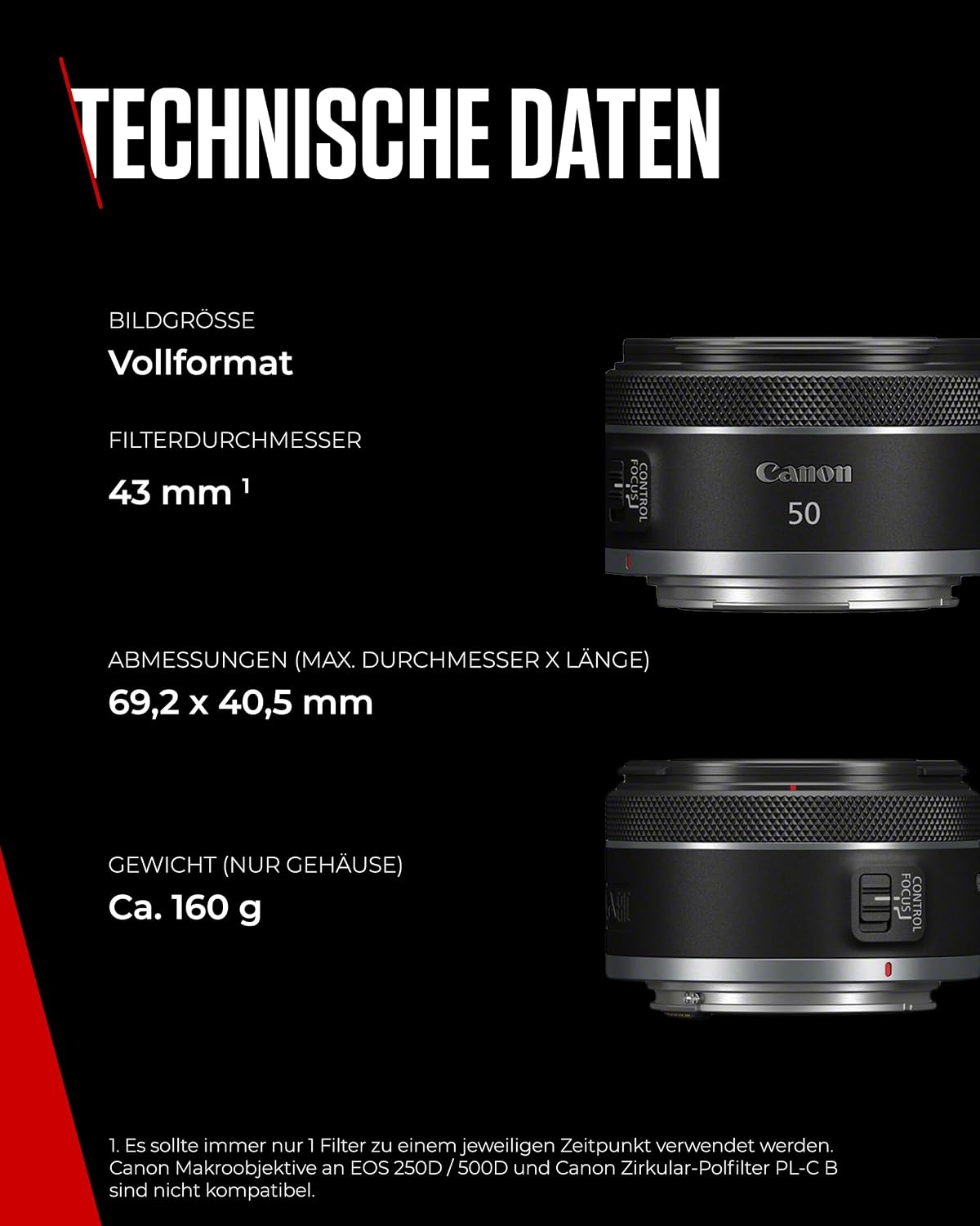 Canon RF 50 mm F1.8 STM Objektiv, Kompakt und Leicht, Hohe Lichtstärke von 1:1,8, Kompatibel mit Allen Canon Kameras der EOS R Serie, Schwarz – Bild 6