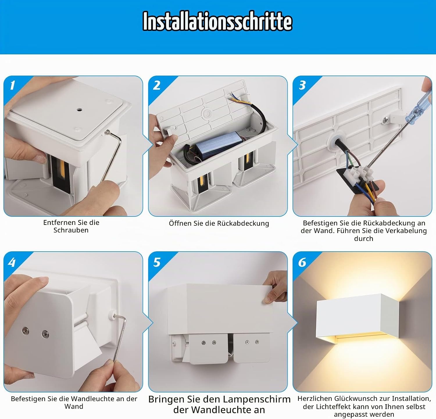 24W LED Wandleuchten Innen/Außen Weiß,IP65, 4 Stück – Bild 5