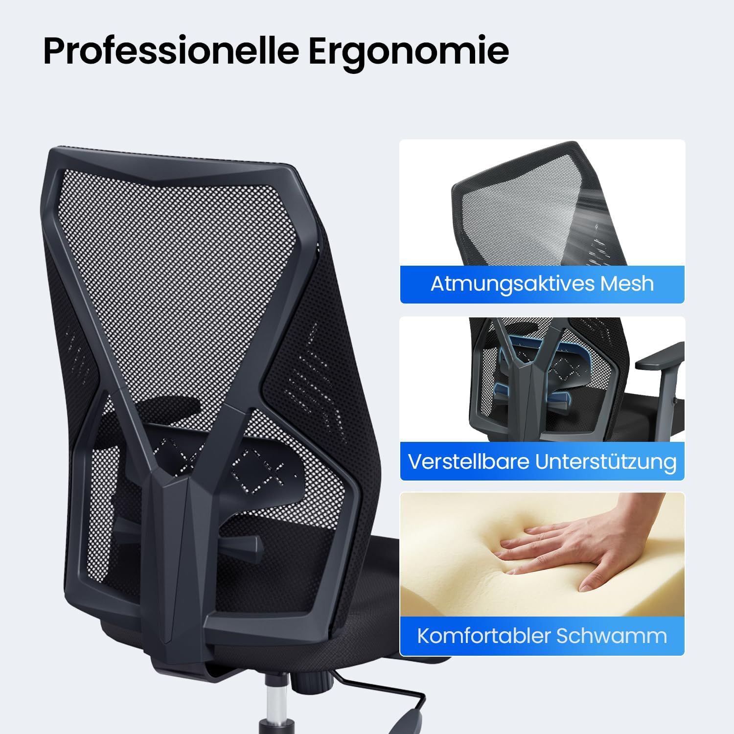 SIHOO M109 Bürostuhl mit Lordosenstütze, Schreibtischstuhl Ergonomisch Büro – Bild 5