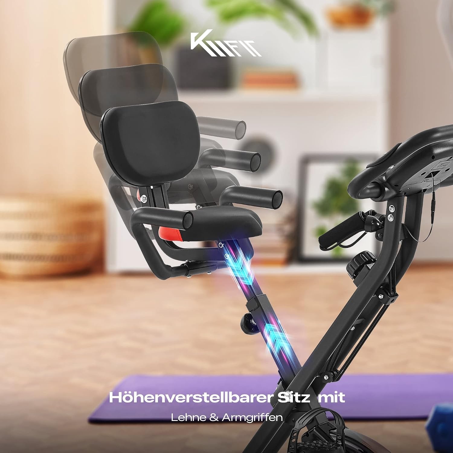 KM-Fit 2in1 Heimtrainer Fahrrad | LCD-Display | Fitnessbike klappbar – Bild 6