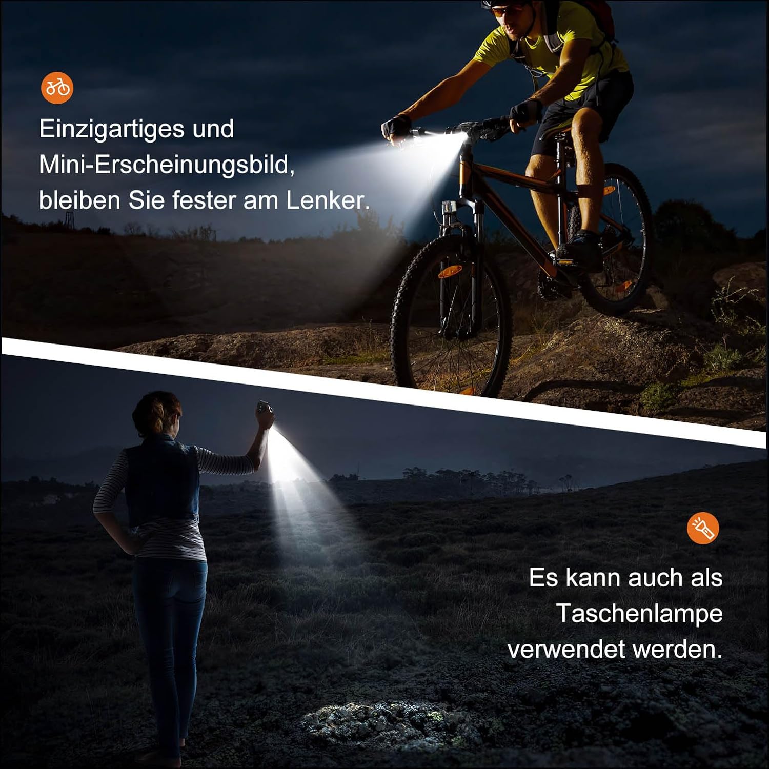 Antimi Fahrradleuchten-Set, StVZO-zugelassen Beleuchtungsset Led IPX5 Frontlicht + Rücklicht Fahrradlicht Set USB Typ C – Bild 3