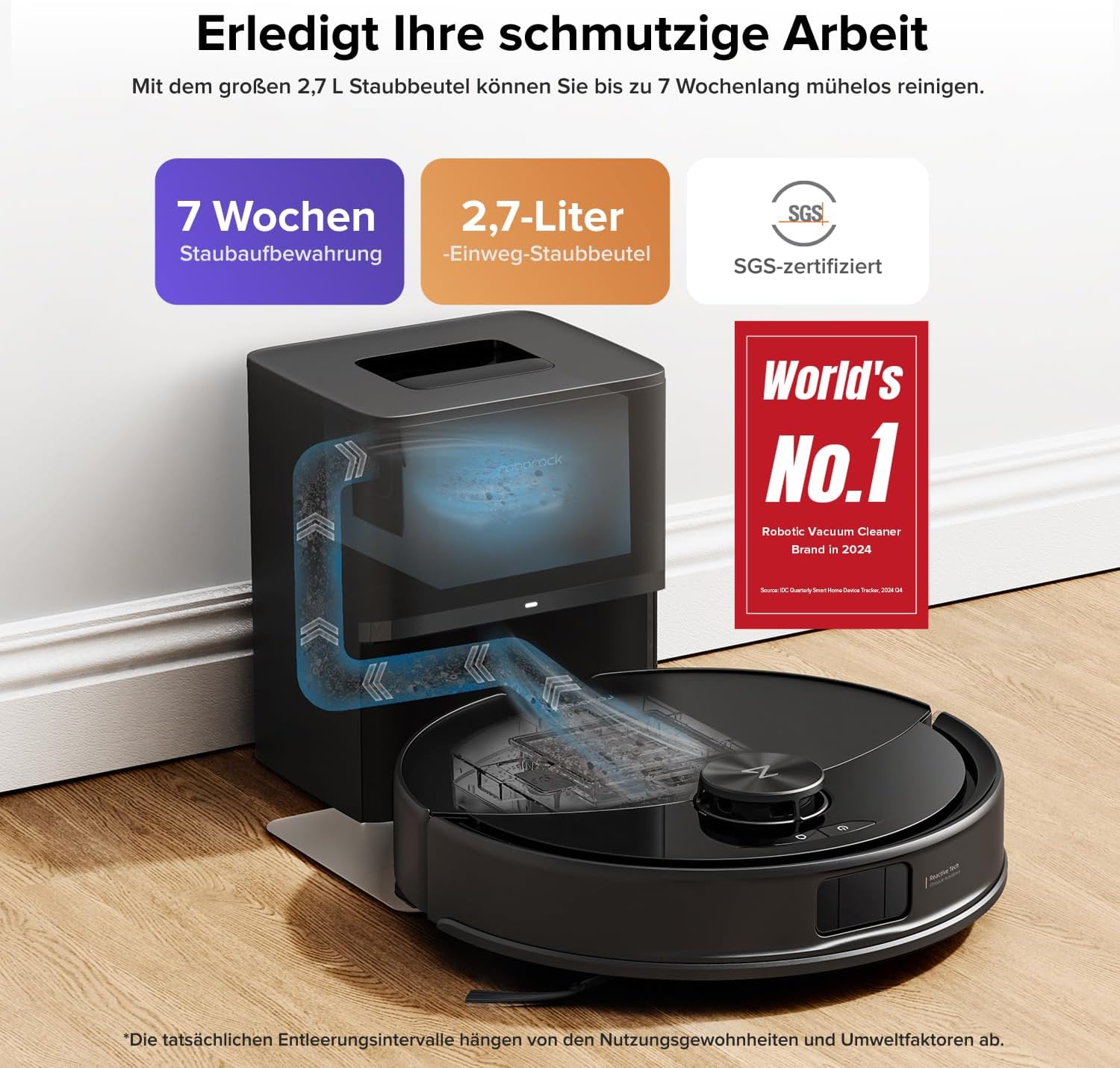 roborock Q10 S5+ Set Saugroboter mit Wischfunktion, 10.000 Pa Saugkraft – Bild 2