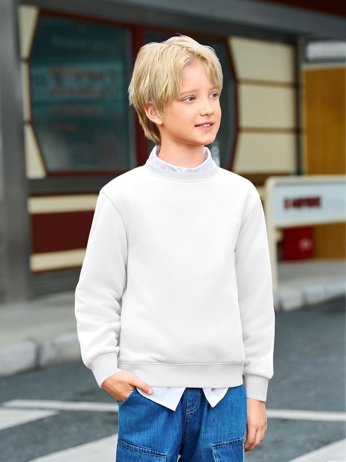 Haloumoning Jungen Sweatshirt Rundhals Langarm – Bild 3