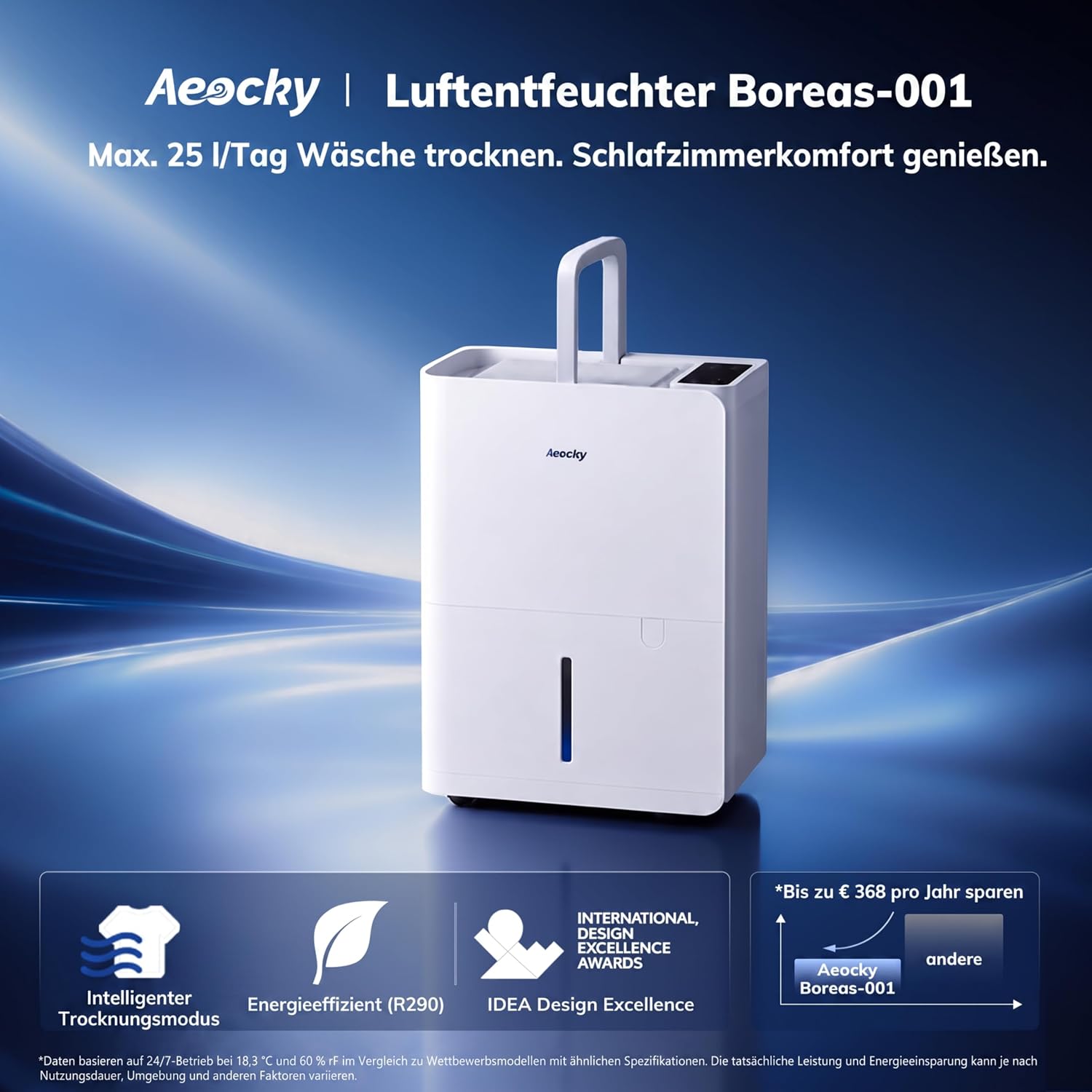 AEOCKY 25L/Tag Luftentfeuchter elektrisch, Wäschetrocknung, 2,7L Wassertank – Bild 3