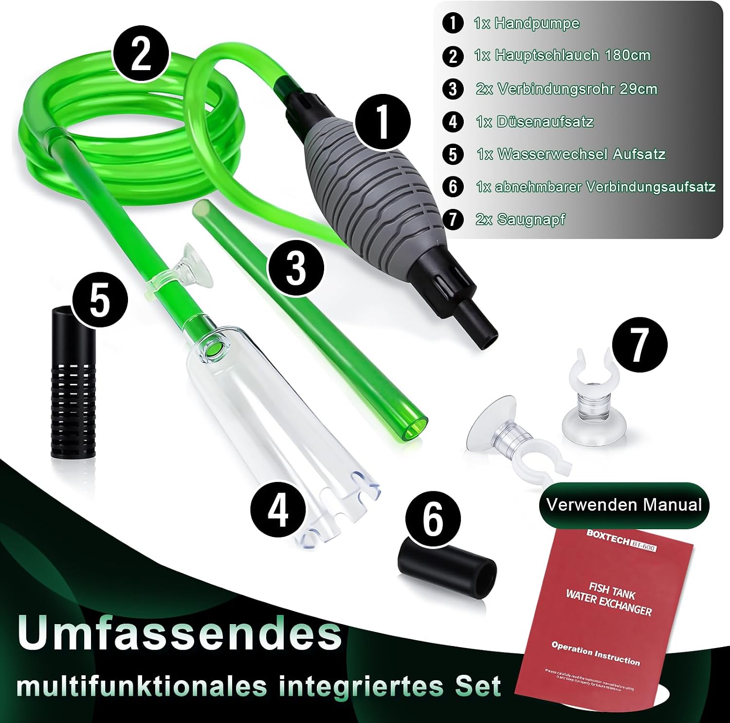 Boxtech Aquarium Reiniger, Aquarium Wasserwechsel,Mulmsauger 2 in 1 – Bild 6