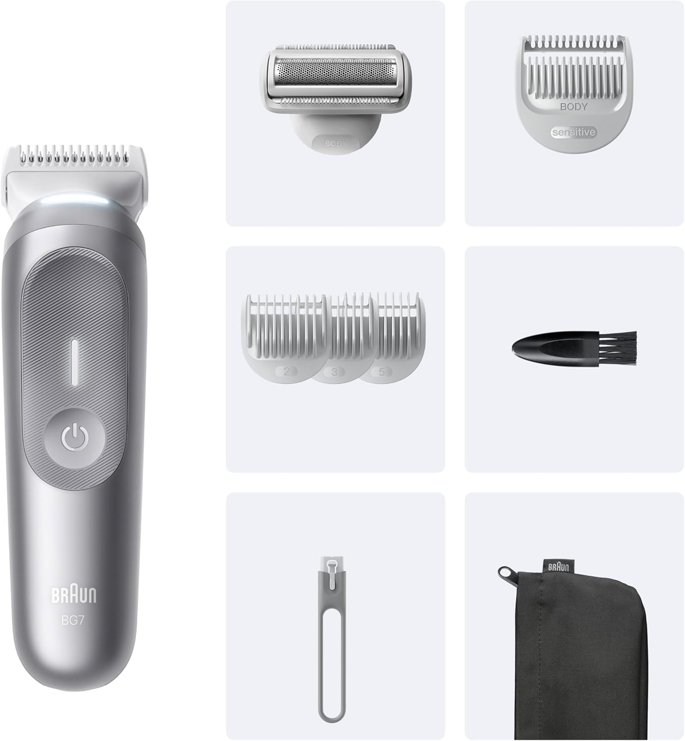 Braun Bodygroomer Series 7, Kabelloser Körperrasierer Herren, BG7555, Grau – Bild 7