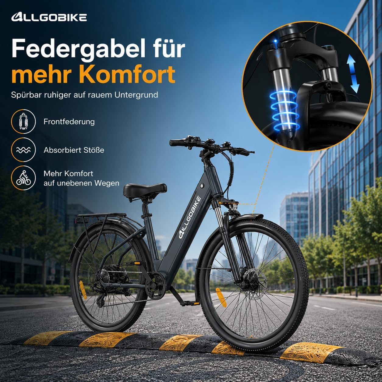 AM27 Elektrofahrrad 27,5 Zoll E-Bike für Damen und Herren 250W Motor 36V 15Ah Akku 25 km/h 7-Gang-Schaltung 3 Unterstützungsstufen Scheibenbremsen LED-Beleuchtung – Bild 6