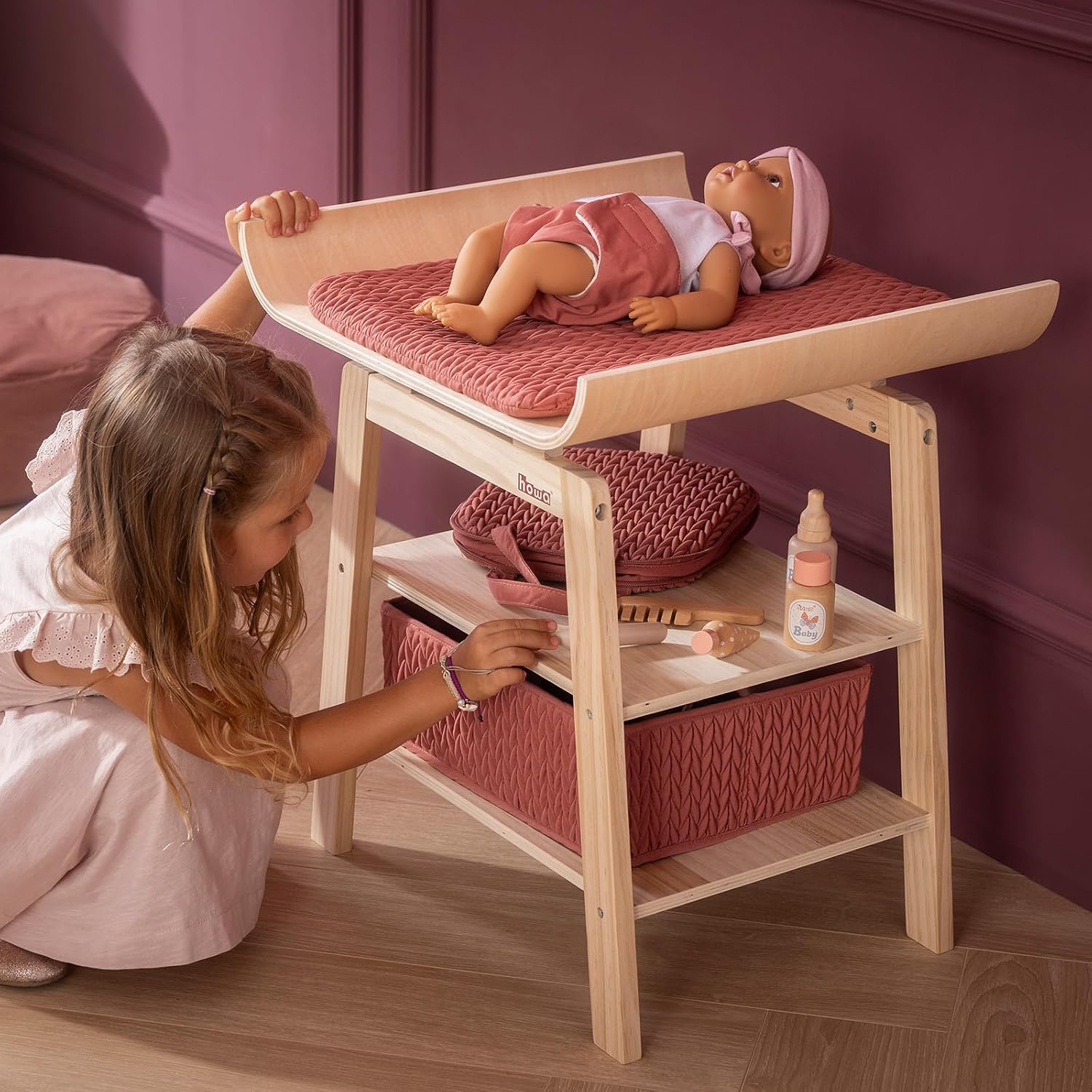 howa Puppenwickeltisch Wickelkommode für Puppen aus Holz Grace 2770 – Bild 3