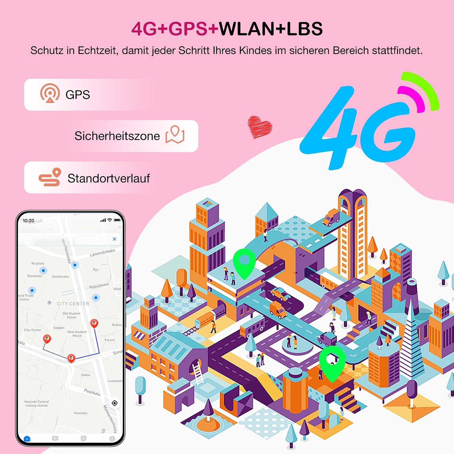 4G Smartwatch Kinder mit GPS und Telefon, SOS-Taste, Schulmodus – Bild 3